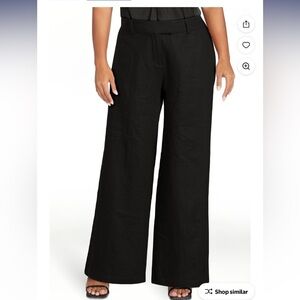 Scoop Women's Linen Blend Tailored Wide Leg Pants Black